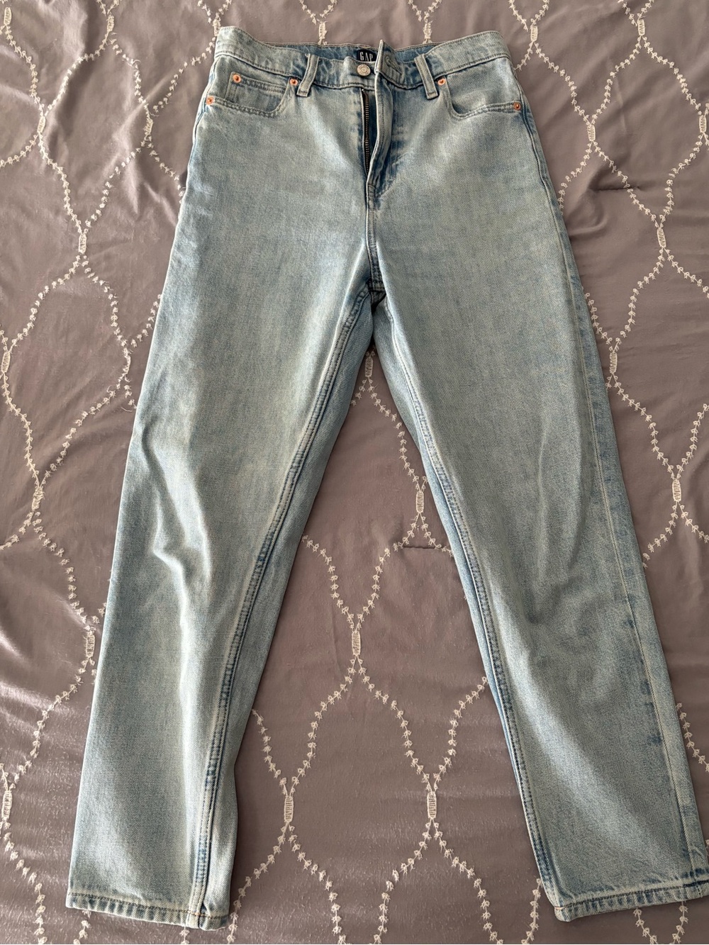 GAP Light Blue High-Rise Cropped Straight Jeans